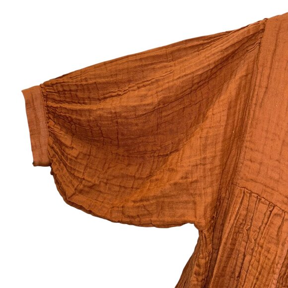 Daughters of India Kyra Midi Dress Cotton Rust Gauze Womens S - Picture 2 of 5